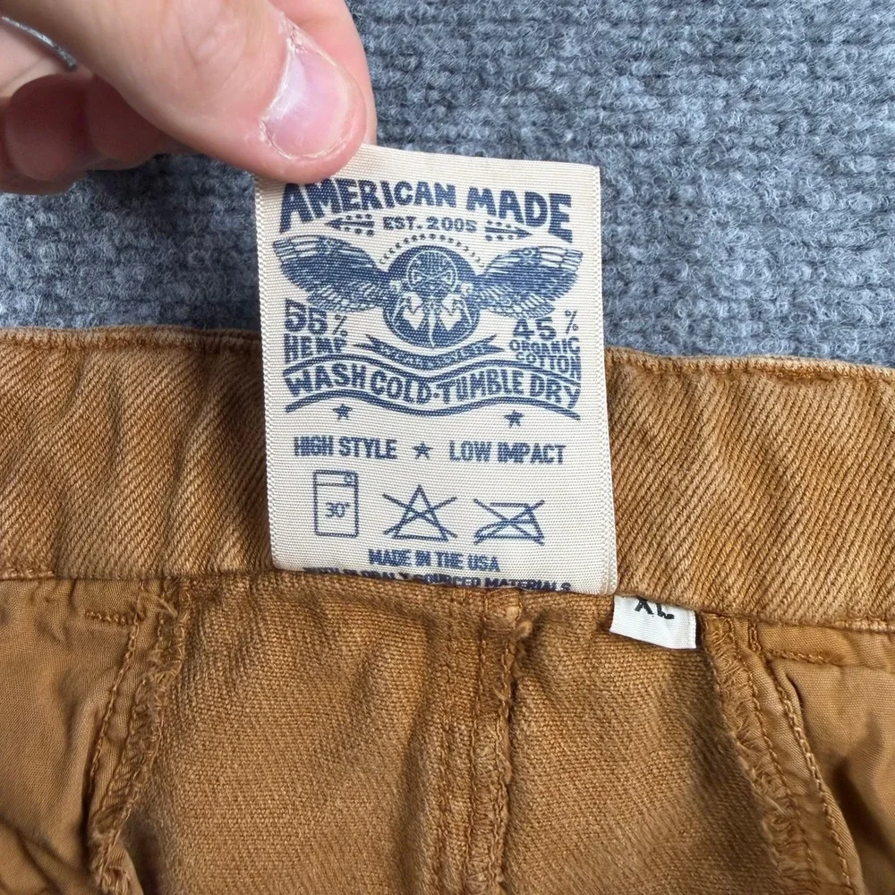 Jungmaven Pants Mens XL Brown Hemp Cotton Drawstring Frayed Hem Sustainable USA